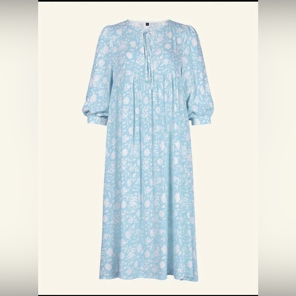 New Boho Aqua & White Viscose Floral Dress XXXL Fit - Picture 3 of 7